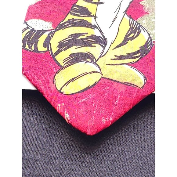 Disney Tigger Silk Men's Necktie In Red With Green & Yellow Accents - Picture 5 of 12